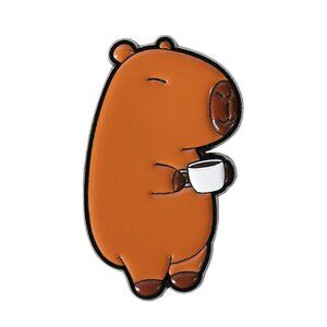 Cute Capybara Enamel Pin | Reading Capybara Cartoon Lapel Pin